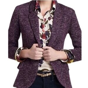 Anthropologie Cartonnier Purple Blazer Jacket Womens Sz S Heathered Marled Lined